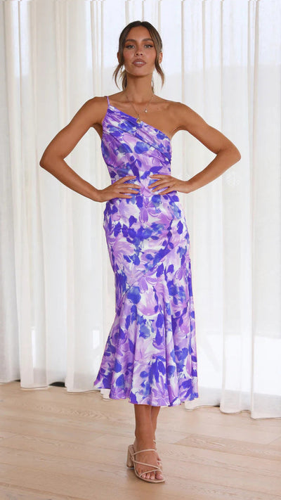 Aly | Asymmetrical Floral Print Dress