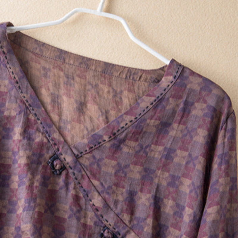 Sophie | Vintage V-Neck Linen Blouse