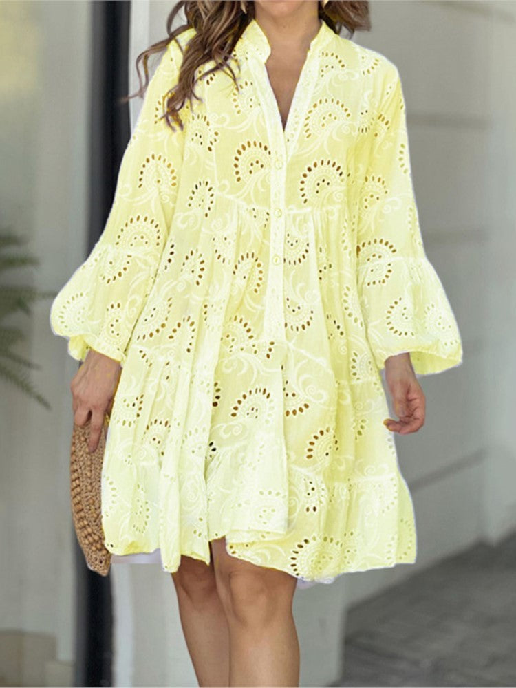 Fawna | Embroidered Tiered Mini Dress