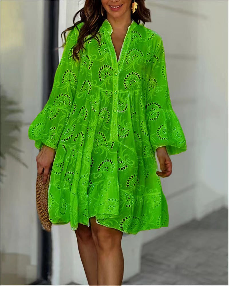 Fawna | Embroidered Tiered Mini Dress