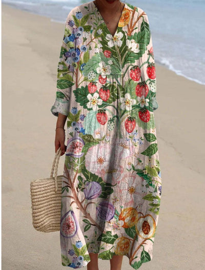 Elodie | Vintage Floral V-Neck Dress