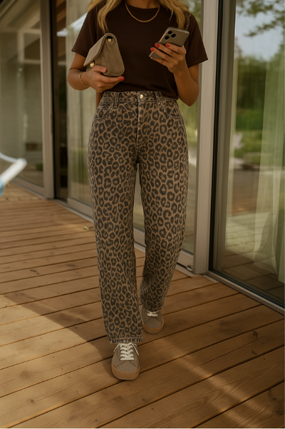 Nadine™ | Leopard flared pants with high waist
