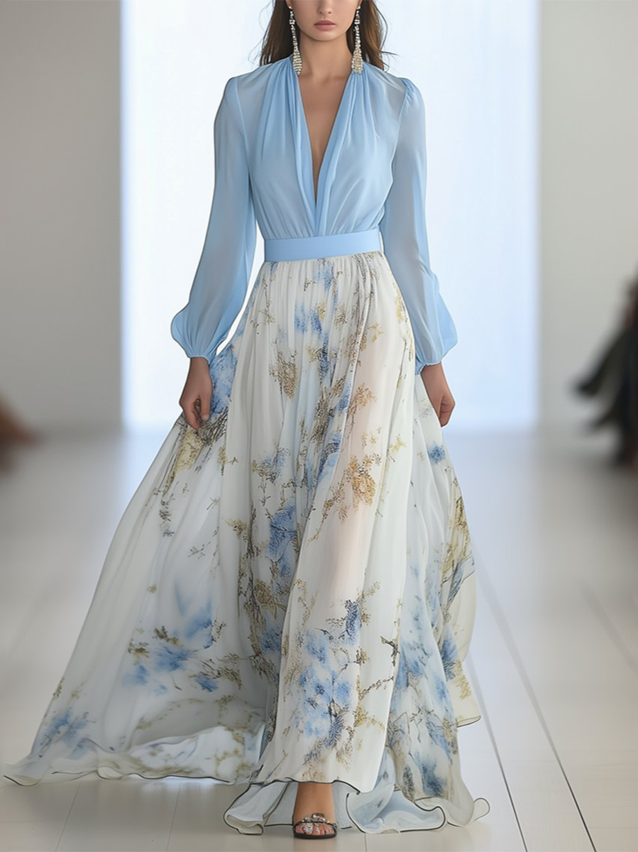 Elena™ | Long Floral Print Dress