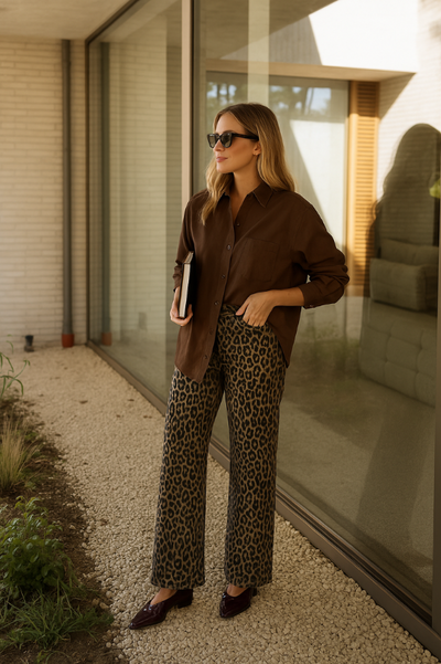 Nadine™ | Leopard flared pants with high waist