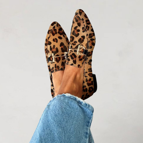 Bianca | Printed loafers with metallic buckle