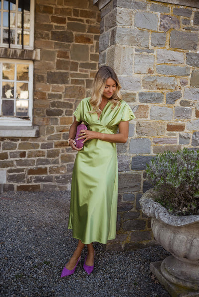 Eleonore™ | Satin Dress with V-Neck