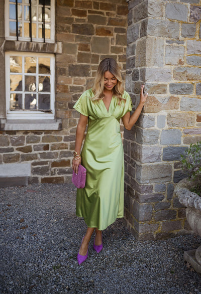 Eleonore™ | Satin Dress with V-Neck