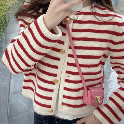 MARLEY | GOLD-BUTTON KNIT CARDIGAN