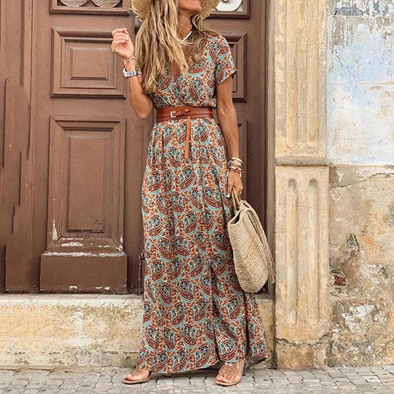 MAYLA | Elegant Bohemian Dress with Free Belt