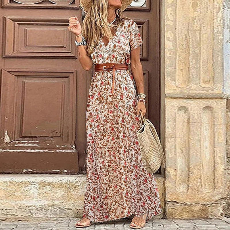 MAYLA | Elegant Bohemian Dress with Free Belt