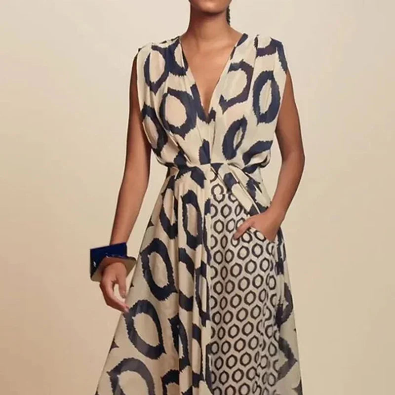 Boho | Long Ethnic Print Dress with Pockets