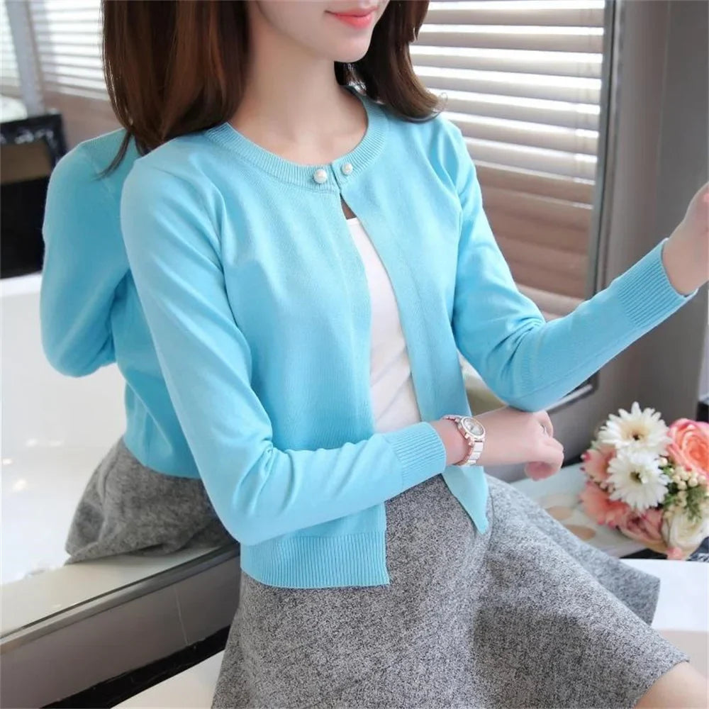 VALLEN | PEARL-CLASP CROP CARDIGAN
