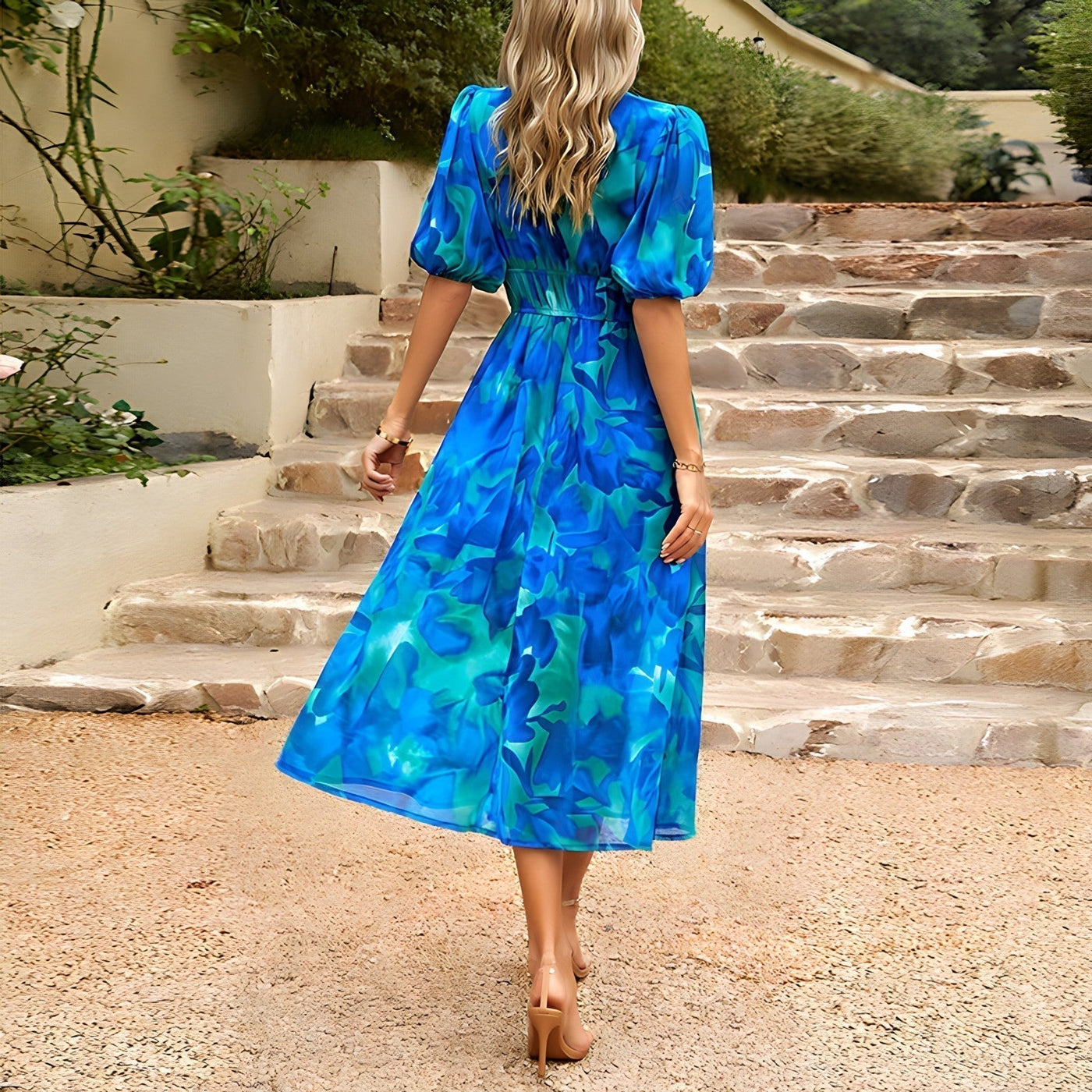 Jenny - Mid-Length V-Neck Dress