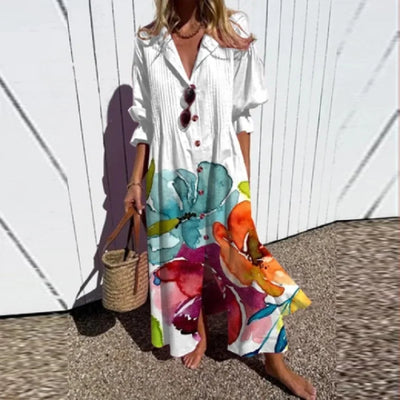 Cassidy™ | Boho Puff Sleeve Maxi Dress