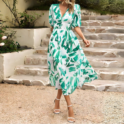 Jenny - Mid-Length V-Neck Dress
