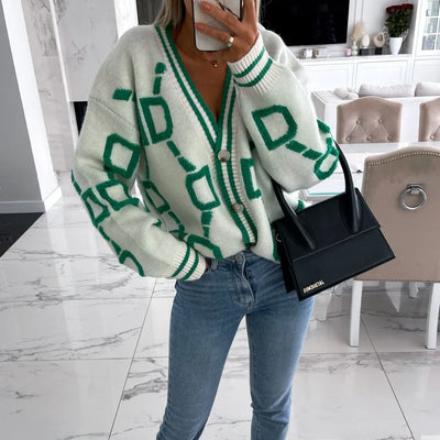 GIGI | GEOMETRIC V-NECK CARDIGAN