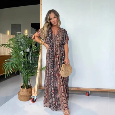 Maya™ – Bohemian Print Maxi Dress