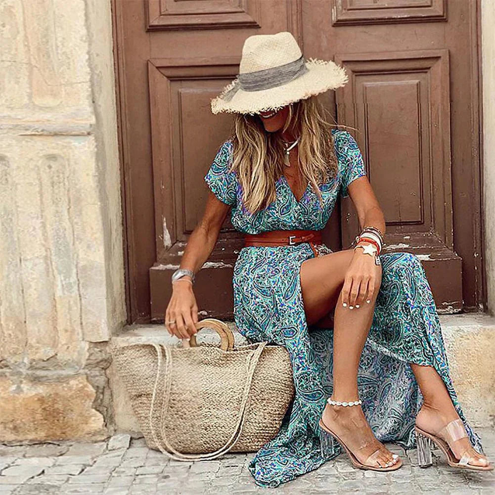 MAYLA | Elegant Bohemian Dress with Free Belt