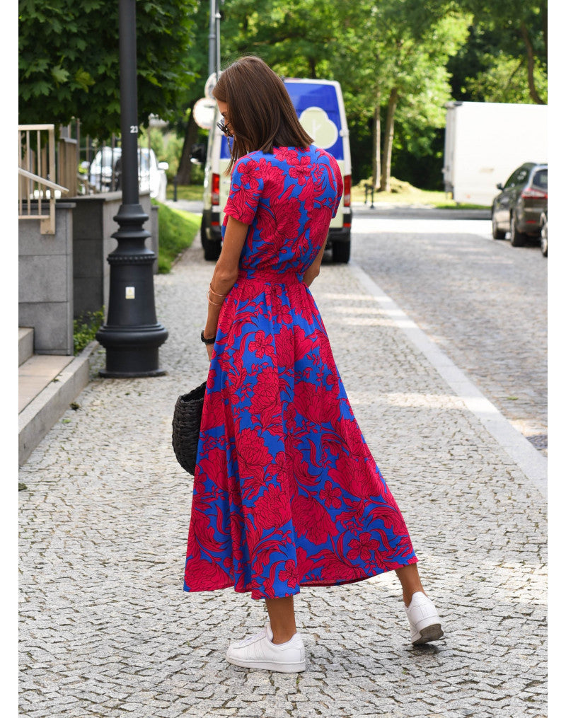 LÉANA | Floral Dress with High Slit and Adjustable Waist
