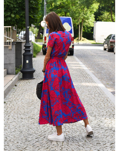 LÉANA | Floral Dress with High Slit and Adjustable Waist