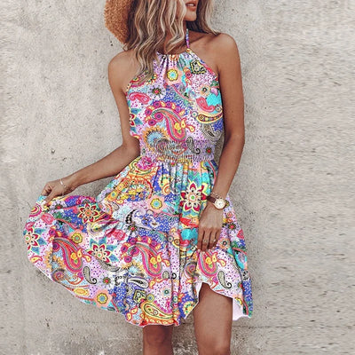 Adrianna | Boho Halter Mini Dress