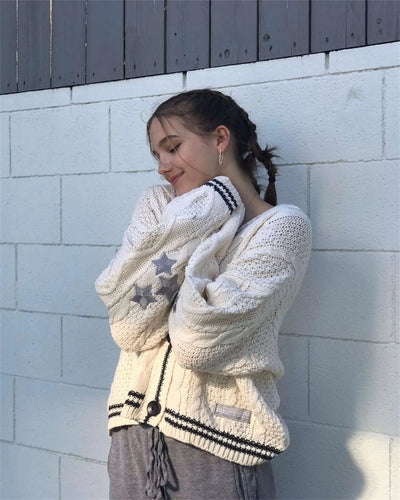 ZELLA | STAR-PATTERNED TRIM CARDIGAN