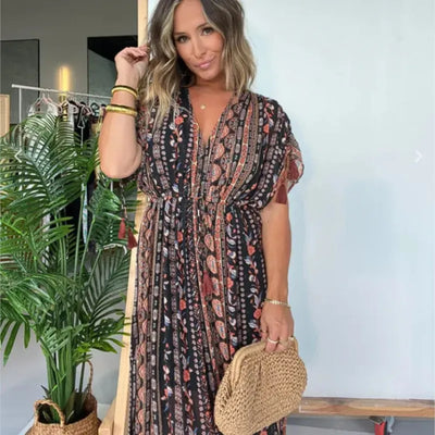 Maya™ – Bohemian Print Maxi Dress