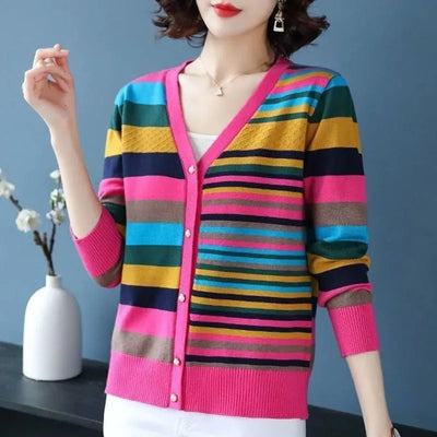 DIONA | MULTICOLOR STRIPE CARDIGAN
