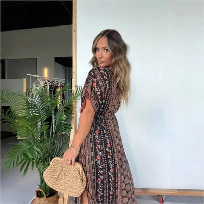 Maya™ – Bohemian Print Maxi Dress