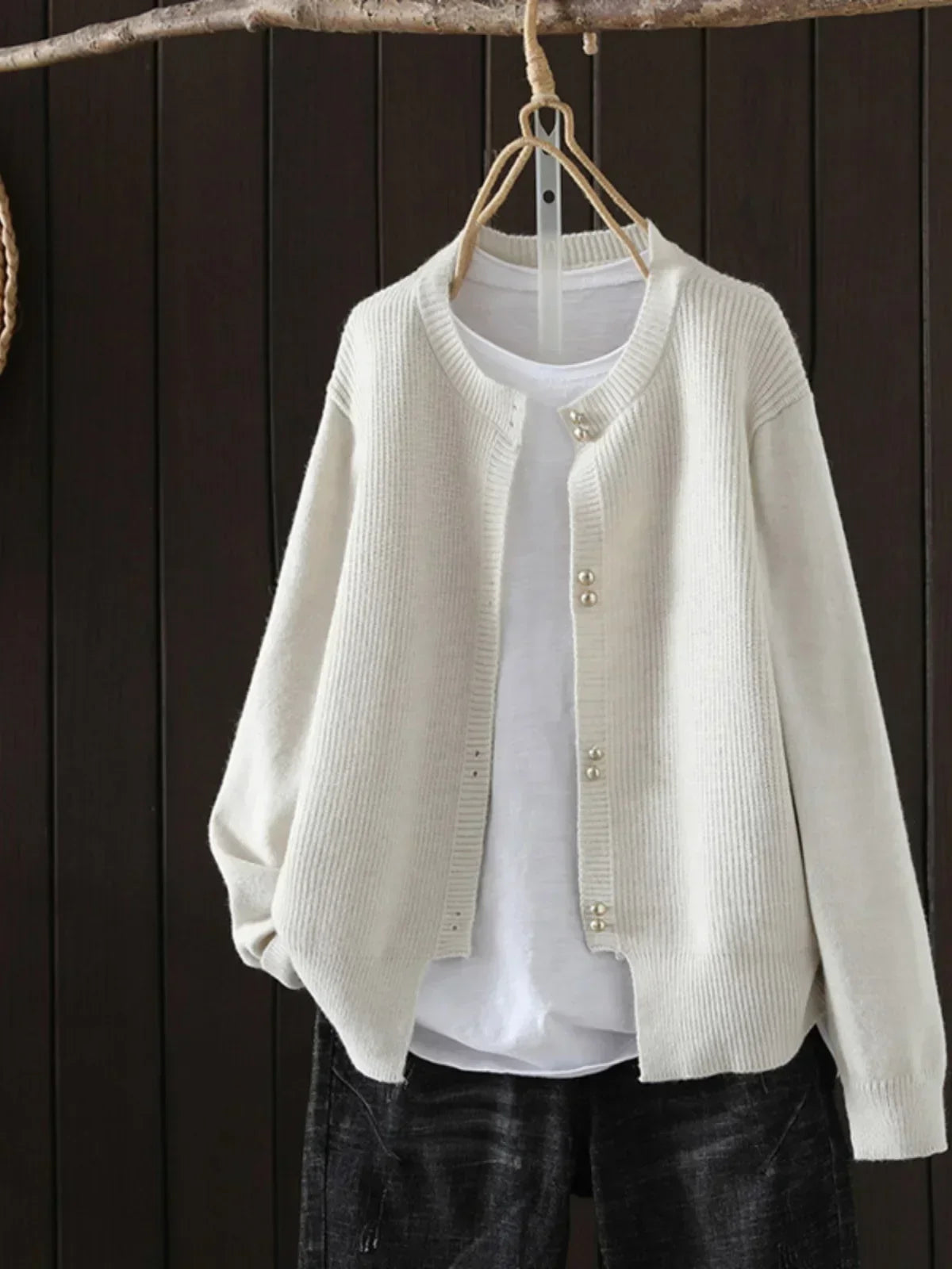 Elara | The Sophisticated Pearl Cardigan