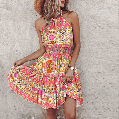 Adrianna | Boho Halter Mini Dress