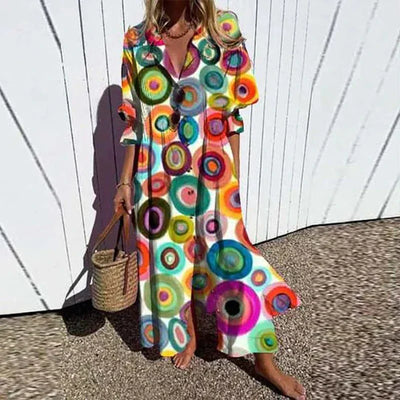 Cassidy™ | Boho Puff Sleeve Maxi Dress