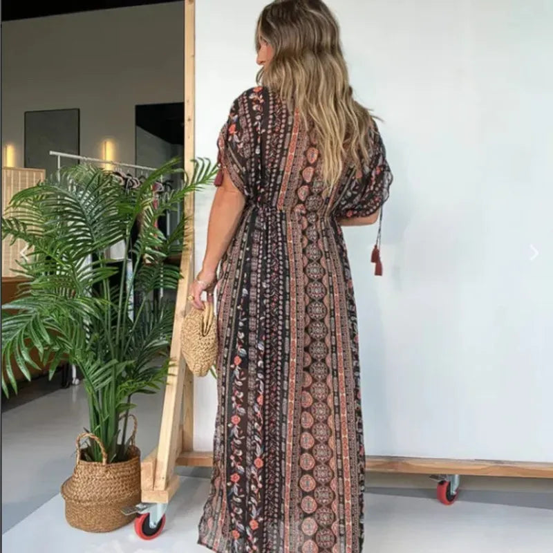 Maya™ – Bohemian Print Maxi Dress