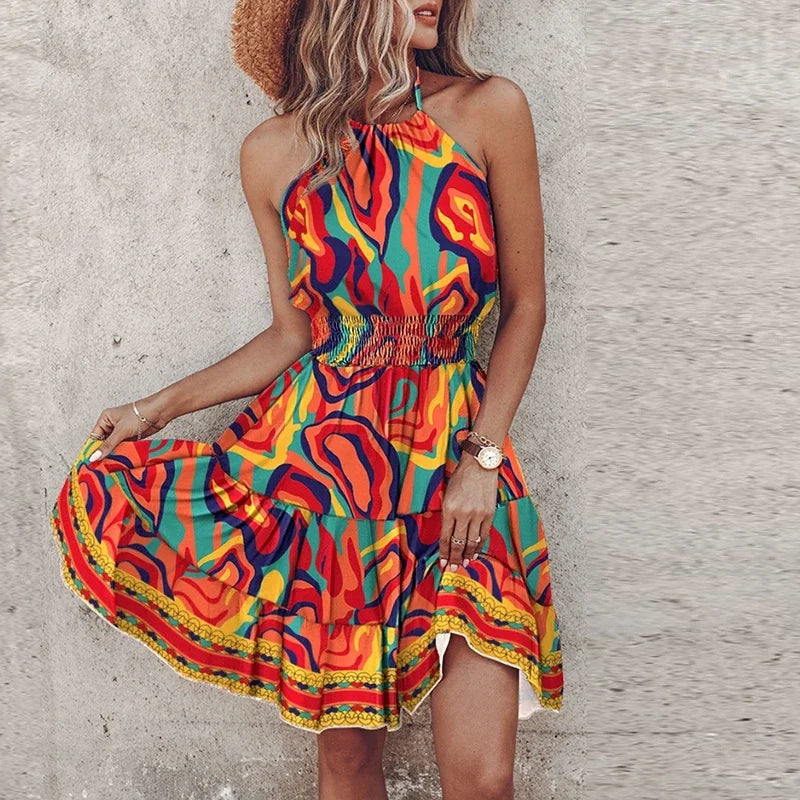 Adrianna | Boho Halter Mini Dress