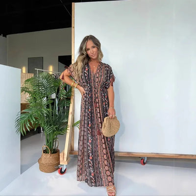 Maya™ – Bohemian Print Maxi Dress