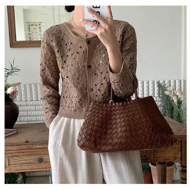 ELVA | EYELET KNIT CARDIGAN