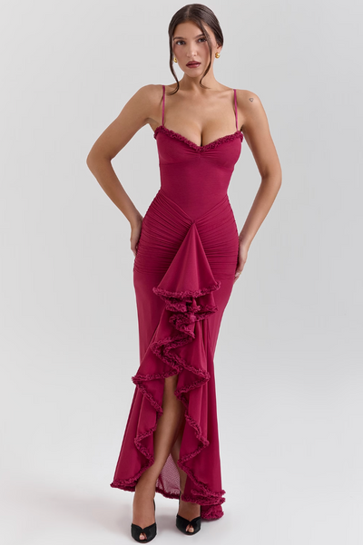 Alicia - Maxi Dress with Ruffles and Slits