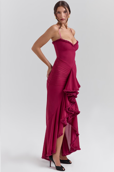Alicia - Maxi Dress with Ruffles and Slits