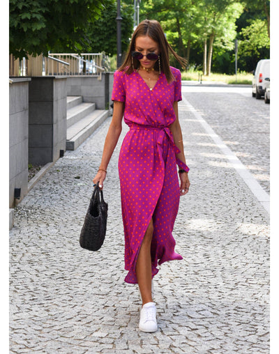 LÉANA | Floral Dress with High Slit and Adjustable Waist