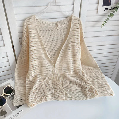 RILYN | OPENWEAVE V-NECK CARDIGAN