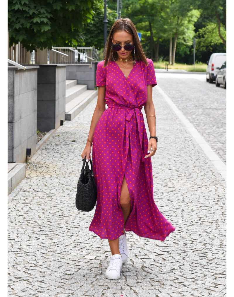 LÉANA | Floral Dress with High Slit and Adjustable Waist