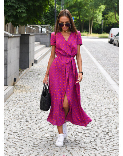LÉANA | Floral Dress with High Slit and Adjustable Waist