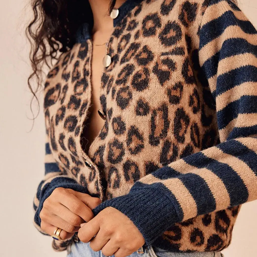 LILOU | MIXED PRINT CARDIGAN