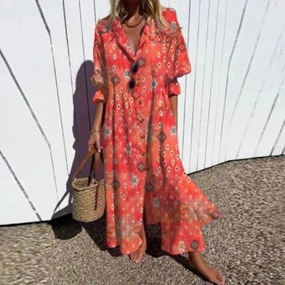 Cassidy™ | Boho Puff Sleeve Maxi Dress