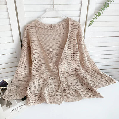RILYN | OPENWEAVE V-NECK CARDIGAN
