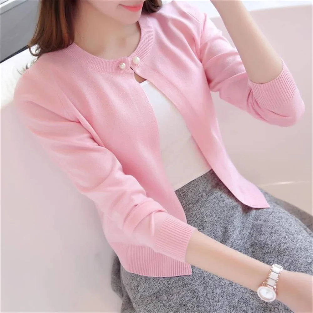 VALLEN | PEARL-CLASP CROP CARDIGAN