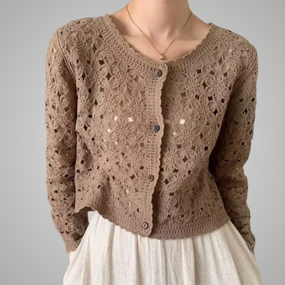 ELVA | EYELET KNIT CARDIGAN