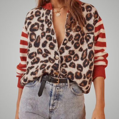 LILOU | MIXED PRINT CARDIGAN