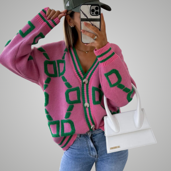 GIGI | GEOMETRIC V-NECK CARDIGAN