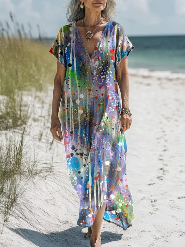 Lucy - Abstract Watercolor Floral Pocket Dress